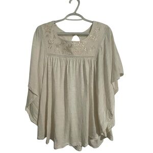 Maurices Cream Floral Embroidered Blouse - XL